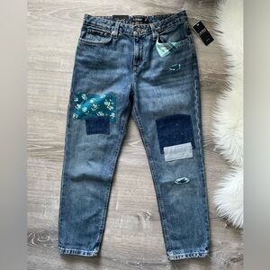 💙👖RALPH LAUREN Patchwork Boyfriend Tapered Ankle Jean Denim Size 6 Petite